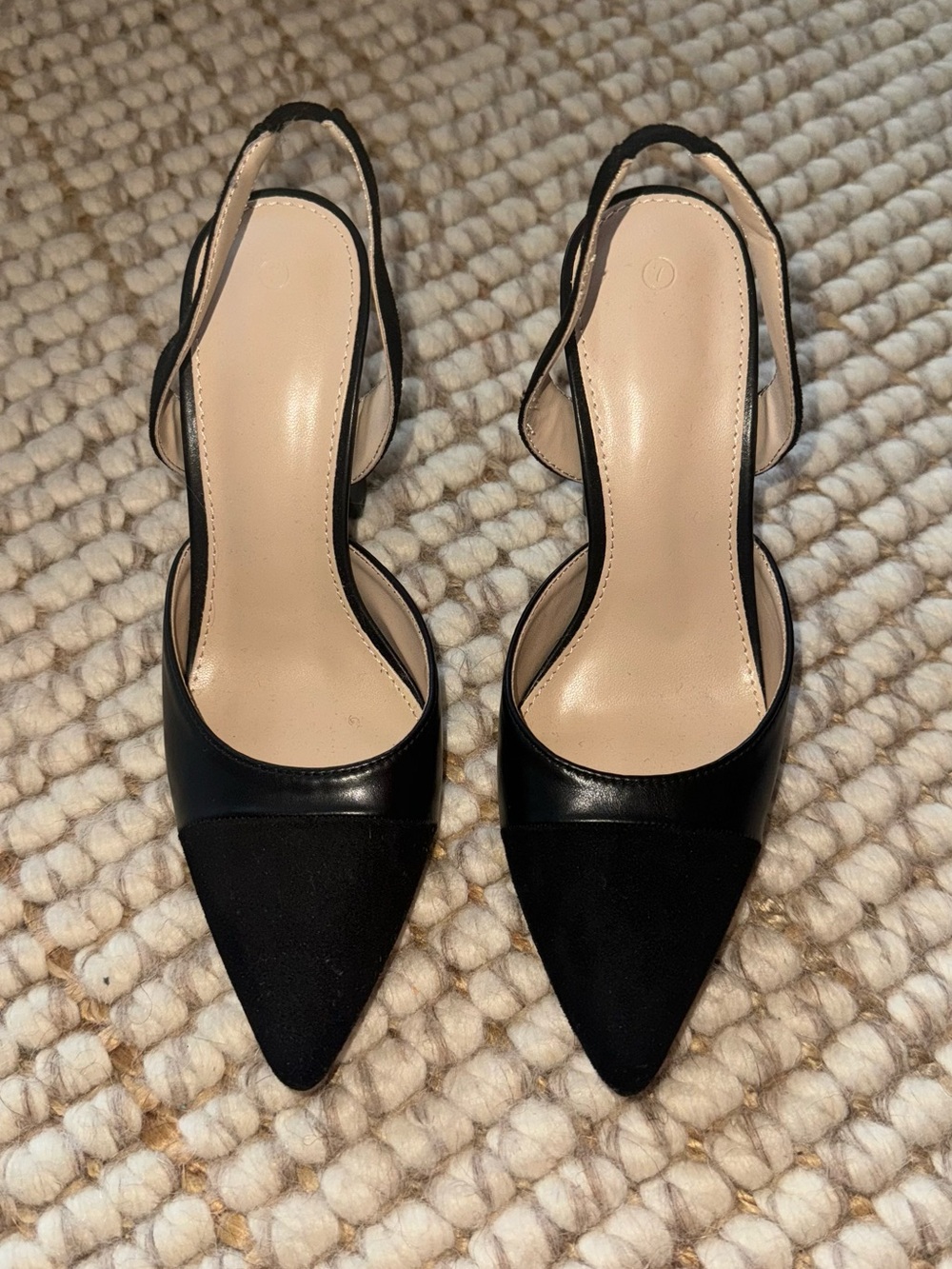 Black Pointed Toe Slingback Heels - Women's Dress Pumps